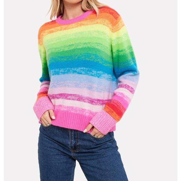 NEW BRODIE CASHMERE maisie rainbow sweater in candy floss